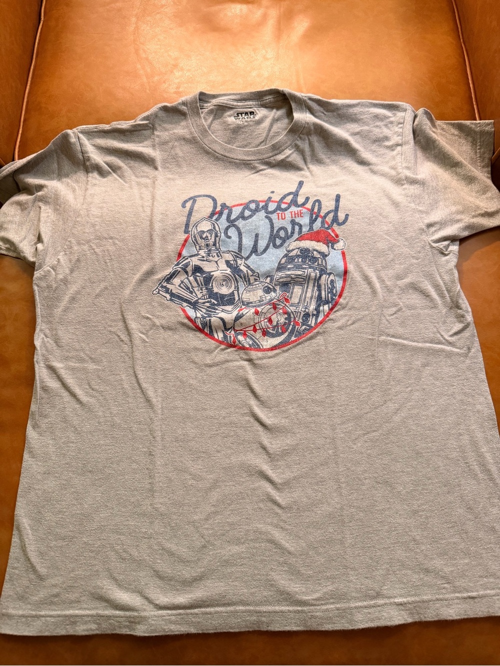 Star Wars Light Gray 'Droid to the World' Graphic Tee with Red Accents